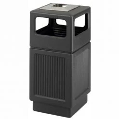 Safco® Canmeleon™ Recessed Panel, Ash Urn, Side Open, 38 Gallon Black, 9477BL