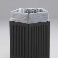 Safco® Canmeleon™ Indoor/Outdoor, 45 Gallon Pentagon Black, 9486BL -Cheap Trash & Recycling Store 9485BL Liner AngleImageFull
