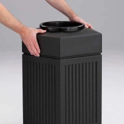 Safco® Canmeleon™ Indoor/Outdoor, 45 Gallon Pentagon Black, 9486BL -Cheap Trash & Recycling Store 9485BL TopOn AngleImageFull