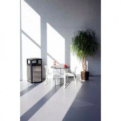 Safco® Outdoor Perforated Steel Trash Can, Side Opening, 38 Gallon, Black -Cheap Trash & Recycling Store 9934 4359WH 2492AC 2490SL AngleImageFull