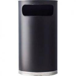 Witt Industries Witt Steel Half Round Trash Can W/Side Opening, 9 Gallon, Black