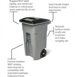 Toter Heavy Duty Two-Wheel Trash Cart, 32 Gallon Blue - ANA32-57311 -Cheap Trash & Recycling Store ANA32 00BST 08