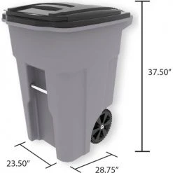 Toter Heavy Duty Two-Wheel Trash Cart, 48 Gallon, Brownstone - ANA48-00BST -Cheap Trash & Recycling Store ANA48 00BST 08