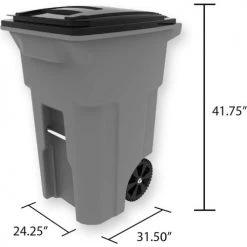 Toter Heavy Duty Two-Wheel Trash Cart, 64 Gallon Graystone - ANA64-10827 -Cheap Trash & Recycling Store ANA64 10827 08