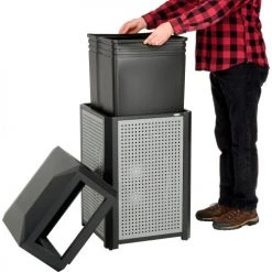 Safco® Outdoor Perforated Steel Trash Can, Side Opening, 38 Gallon, Black -Cheap Trash & Recycling Store B1318375 04