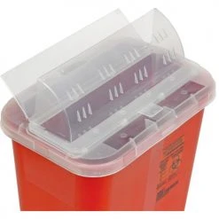 Covidien 2-Gallon Biohazard Sharps Container with Horizontal-Drop Opening Lid, Red 11 Covidien 2-Gallon Biohazard Sharps Container with Horizontal-Drop Opening Lid, Red -Cheap Trash & Recycling Store B170808 02