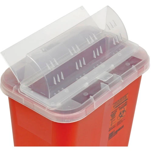 Covidien 2-Gallon Biohazard Sharps Container with Horizontal-Drop Opening Lid, Red 3 Covidien 2-Gallon Biohazard Sharps Container with Horizontal-Drop Opening Lid, Red - Image 3