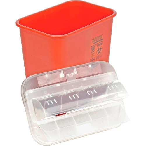 Covidien 2-Gallon Biohazard Sharps Container with Horizontal-Drop Opening Lid, Red 4 Covidien 2-Gallon Biohazard Sharps Container with Horizontal-Drop Opening Lid, Red - Image 4
