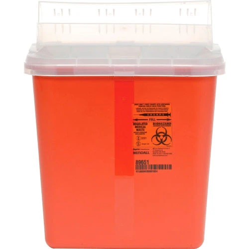 Covidien 2-Gallon Biohazard Sharps Container with Horizontal-Drop Opening Lid, Red 5 Covidien 2-Gallon Biohazard Sharps Container with Horizontal-Drop Opening Lid, Red - Image 5