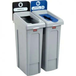 Rubbermaid Slim Jim Recycling Station, Landfill/Mixed Recycling, (2) 23 Gallon - 2007914