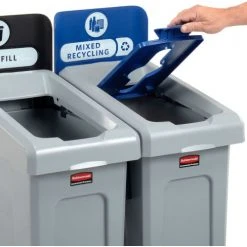 Rubbermaid Slim Jim Recycling Station, Landfill/Mixed Recycling, (2) 23 Gallon - 2007914 -Cheap Trash & Recycling Store B2246436 02