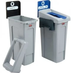 Rubbermaid Slim Jim Recycling Station, Landfill/Mixed Recycling, (2) 23 Gallon - 2007914 -Cheap Trash & Recycling Store B2246436 03