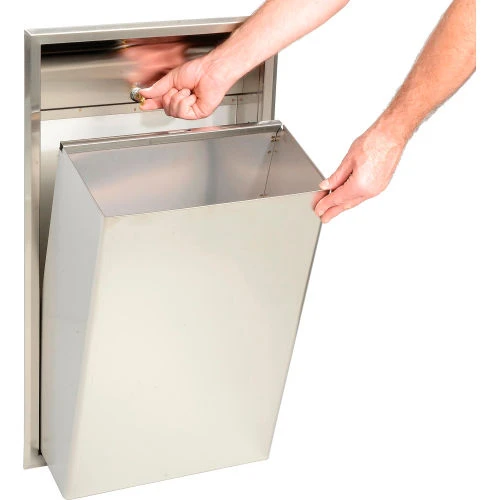 Bobrick® ClassicSeries Stainless Steel Recessed Trash Can, 12 Gallon 3 Bobrick® ClassicSeries Stainless Steel Recessed Trash Can, 12 Gallon - Image 3