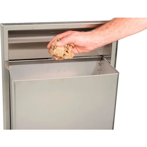 Bobrick® ClassicSeries Stainless Steel Recessed Trash Can, 12 Gallon 7 Bobrick® ClassicSeries Stainless Steel Recessed Trash Can, 12 Gallon - Image 7