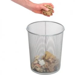 Rubbermaid® Round Steel Wire Mesh Wastebasket, Silver, 5 Gal., FGWMB20SLV -Cheap Trash & Recycling Store B53176 04