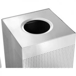 Rubbermaid® Silhouette Steel Square Trash Can W/Plastic Liner, 20 Gallon, Silver Metallic -Cheap Trash & Recycling Store B53298 03