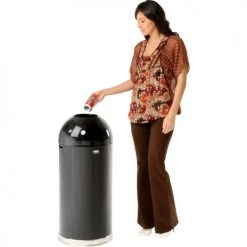 Rubbermaid® Steel Round Open Top Trash Can W/Galvanized Liner, 15 Gallon, Black -Cheap Trash & Recycling Store B53308 02