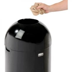 Rubbermaid® Steel Round Open Top Trash Can W/Galvanized Liner, 15 Gallon, Black -Cheap Trash & Recycling Store B53308 04