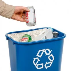 Rubbermaid® Deskside Recycling Wastebasket, 3 Gallon, Blue -Cheap Trash & Recycling Store B56490 02