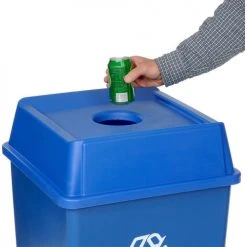 Rubbermaid® Square Bottle & Can Recycling Lid, Blue -Cheap Trash & Recycling Store B56498 02