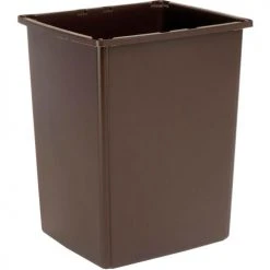 Rubbermaid® Plastic Square Trash Can With Raised Tabs, 56 Gallon, Brown