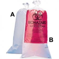 Bel-Art Clear Biohazard Disposal Bags, Non-Printed, 1-3 Gallon, 1.5 mil Thick, 12"W x 24"H, 100/PK