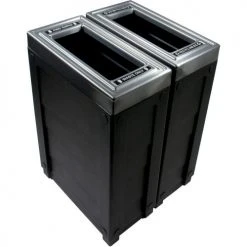 Busch Systems Evolve Double Recycling & Trash Can, 46 Gallon, Black -Cheap Trash & Recycling Store BUS 101263