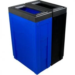 Busch Systems Evolve Double Ellipse Recycling & Trash Can, 46 Gallon, Black/Blue -Cheap Trash & Recycling Store BUS 101281