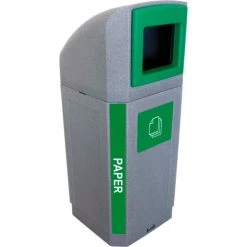 Busch Systems Outdoor Octo Container - Paper, 32 Gallon - Graystone/Green - 104442 -Cheap Trash & Recycling Store BUS 104442
