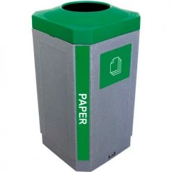 Busch Systems Indoor Octo Container - Paper, 32 Gallon - Graystone/Green - 104455 -Cheap Trash & Recycling Store BUS 104455