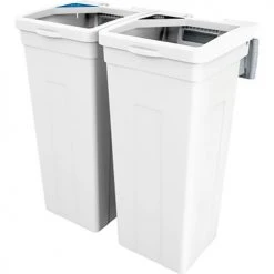 Busch Systems® Rise Mobius Loop Double Waste Container, 13-11/16"W x 12-7/8"D x 27-1/2"H, White - Pkg Qty 2