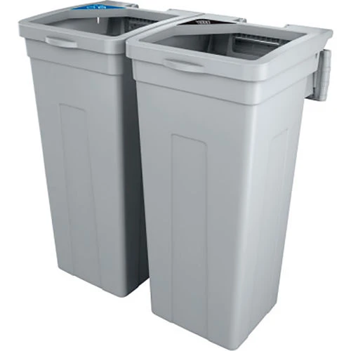Busch Systems® Rise Cans & Bottles Double Waste Container, 13-11/16"Wx12-7/8"Dx27-1/2"H, Gray - Pkg Qty 2 1 Busch Systems® Rise Cans & Bottles Double Waste Container, 13-11/16"Wx12-7/8"Dx27-1/2"H, Gray - Pkg Qty 2
