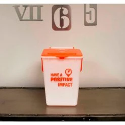 Busch Systems Battery Recycling Bin, 2.25 Gallon, Natural/Orange -Cheap Trash & Recycling Store Battery Bin 2