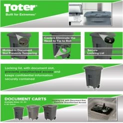 Toter Two Wheel Secure Document Cart With Barrel Lock, 32 Gallon - Graystone 20 Toter Two Wheel Secure Document Cart With Barrel Lock, 32 Gallon - Graystone -Cheap Trash & Recycling Store CDA32 00GST 10