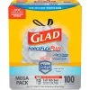 Glad® ForceFlex Tall Kitchen Drawstring Trash Bags - White, 13 Gal, 0.9 Mil, 100/Box - 70427