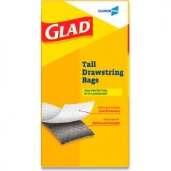Glad® Tall Kitchen Drawstring Trash Bags, 13 Gal, 0.72 mil, 24" x 27.38", Gray, 400/Case -Cheap Trash & Recycling Store CLO78526CT 03