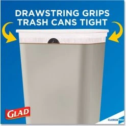 Glad® Tall Kitchen Drawstring Trash Bags, 13 Gal, 0.72 mil, 24" x 27.38", Gray, 400/Case -Cheap Trash & Recycling Store CLO78526CT 05