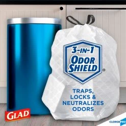 Glad® Tall Kitchen Drawstring Trash Bags, 13 Gal, 0.72 mil, 24" x 27.38", Gray, 400/Case -Cheap Trash & Recycling Store CLO78526CT 06