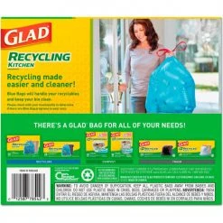 Glad® Tall Kitchen Blue Recycling Bags, 13 Gal, 0.9 mil, 27.38" x 24", Translucent Blue, 45/Box -Cheap Trash & Recycling Store CLO78542BX 06