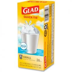 Glad® OdorShield Quick-Tie Small Trash Bags, 4 Gal, 0.5 mil, 8" x 18", White, 156/Case -Cheap Trash & Recycling Store CLO78812 06