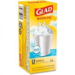 Glad® OdorShield Quick-Tie Small Trash Bags, 4 Gal, 0.5 mil, 8" x 18", White, 156/Case -Cheap Trash & Recycling Store CLO78812 07