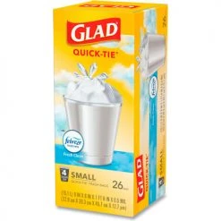 Glad® OdorShield Quick-Tie Small Trash Bags, 4 Gal, 0.5 mil, 8" x 18", White, 156/Case -Cheap Trash & Recycling Store CLO78812 08