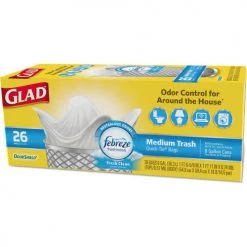 Glad® OdorShield Medium Quick-Tie Trash Bags, 8 Gal, 0.57 mil, 21.63" x 23", White, 26/Box -Cheap Trash & Recycling Store CLO78815BX 06