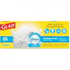 Glad® OdorShield Medium Quick-Tie Trash Bags, 8 Gal, 0.57 mil, 21.63" x 23", White, 156/Case -Cheap Trash & Recycling Store CLO78815CT 03