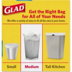 Glad® OdorShield Medium Quick-Tie Trash Bags, 8 Gal, 0.57 mil, 21.63" x 23", White, 156/Case -Cheap Trash & Recycling Store CLO78815CT 04