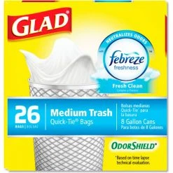 Glad® OdorShield Medium Quick-Tie Trash Bags, 8 Gal, 0.57 mil, 21.63" x 23", White, 156/Case -Cheap Trash & Recycling Store CLO78815CT 11