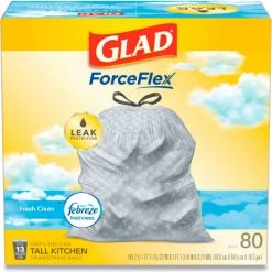 Glad® OdorShield Tall Kitchen Drawstring Bags, 13 Gal, 0.95 mil, Fresh Clean, White, 80/Box -Cheap Trash & Recycling Store CLO78899BX 05