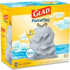 Glad® OdorShield Tall Kitchen Drawstring Bags, 13 Gal, 0.95 mil, Fresh Clean, White, 80/Box -Cheap Trash & Recycling Store CLO78899BX 15