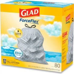 Glad® OdorShield Tall Kitchen Drawstring Bags, 13 Gal, 0.95 mil, Fresh Clean, White, 80/Box -Cheap Trash & Recycling Store CLO78899BX 17