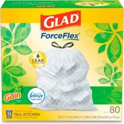 Glad® OdorShield Tall Kitchen Drawstring Bags, 13 Gal, 0.95 mil, Gain Scent, White, 80/Box -Cheap Trash & Recycling Store CLO78900BX 05
